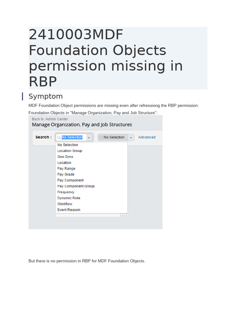 2410003MDF Foundation Objects Permission Missing in RBP | PDF