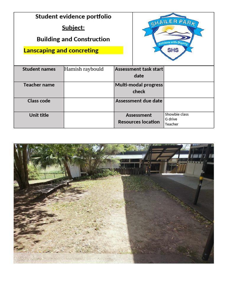 Student Portfolio: Landscaping Project Guide | PDF | Concrete