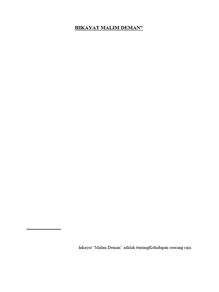 Unsur dan Tema Hikayat Malim Deman | PDF