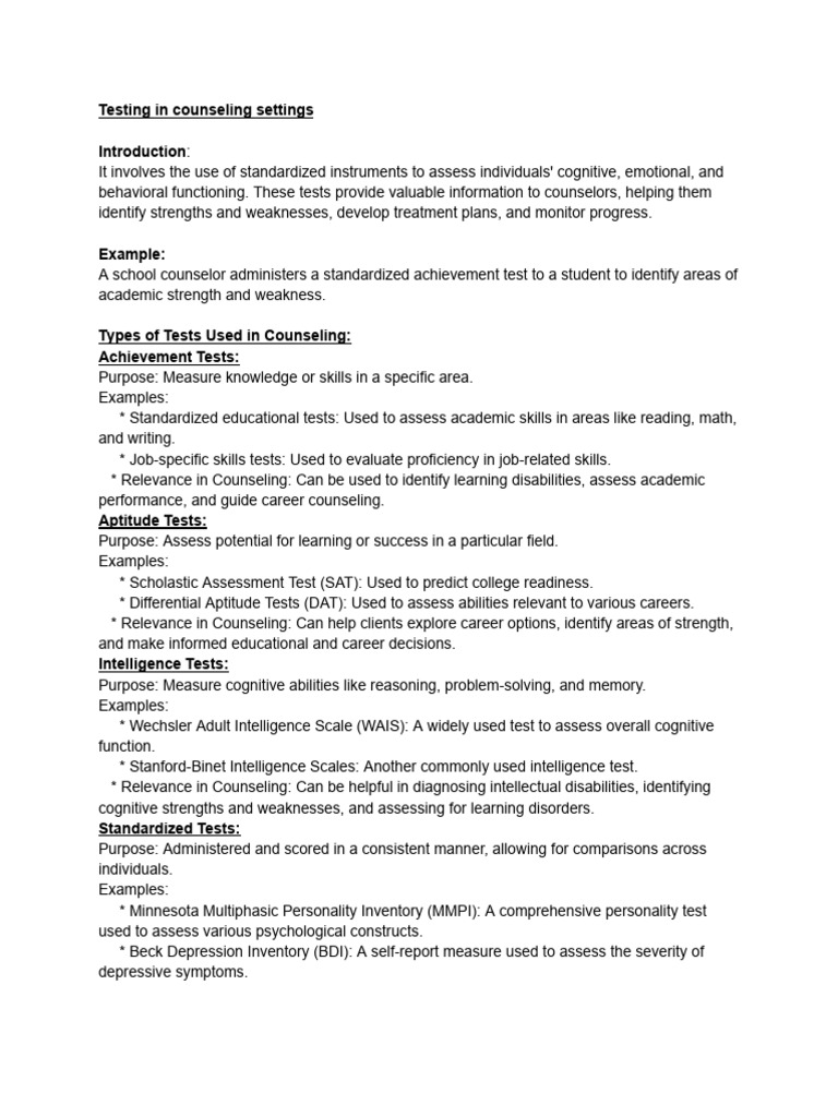 Testing in Counseling Settings | PDF | Psychotherapy | Learning Disability