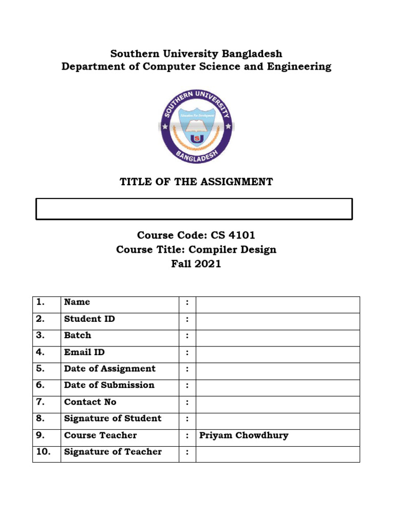 Assignment Front Page CD F21 | PDF
