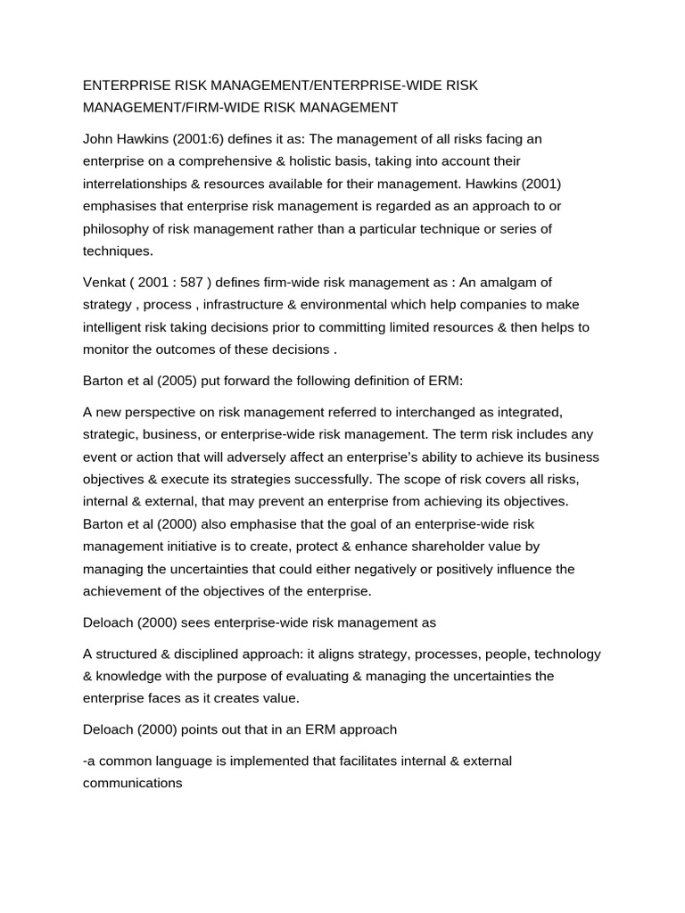 Understanding Enterprise Risk Management | PDF | Risk Management | Risk