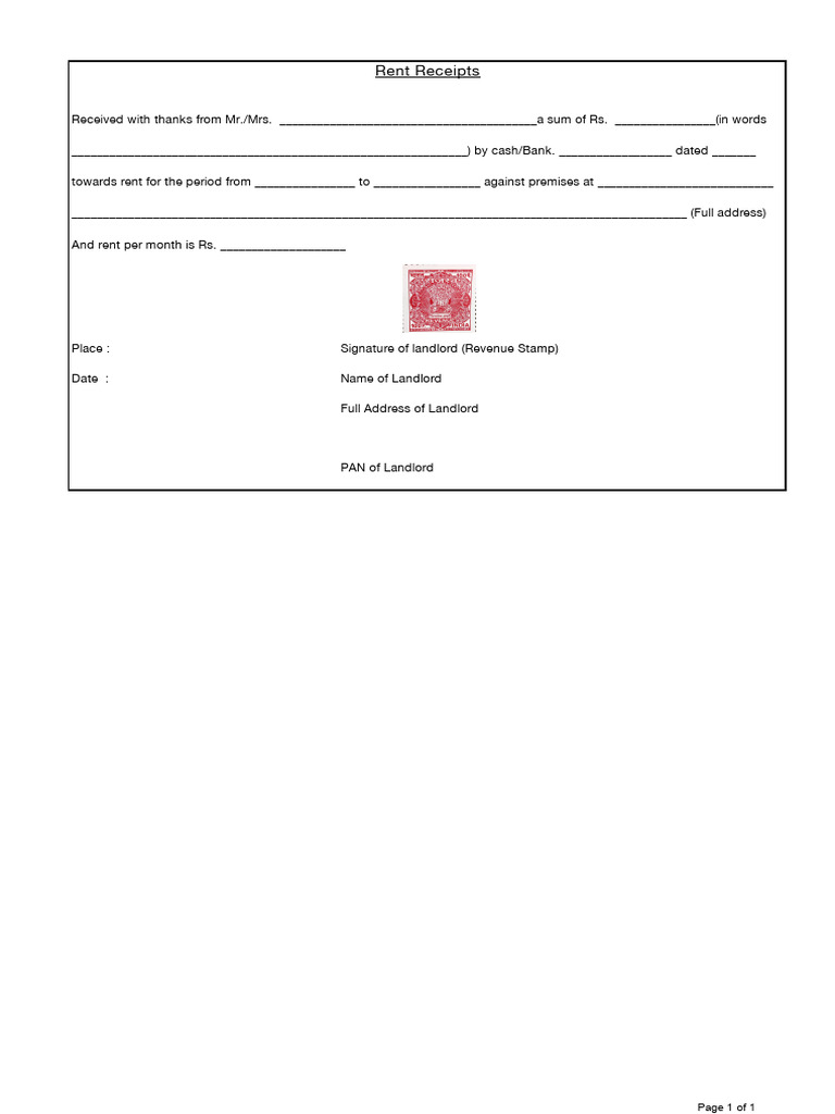 Rent Recipt | PDF