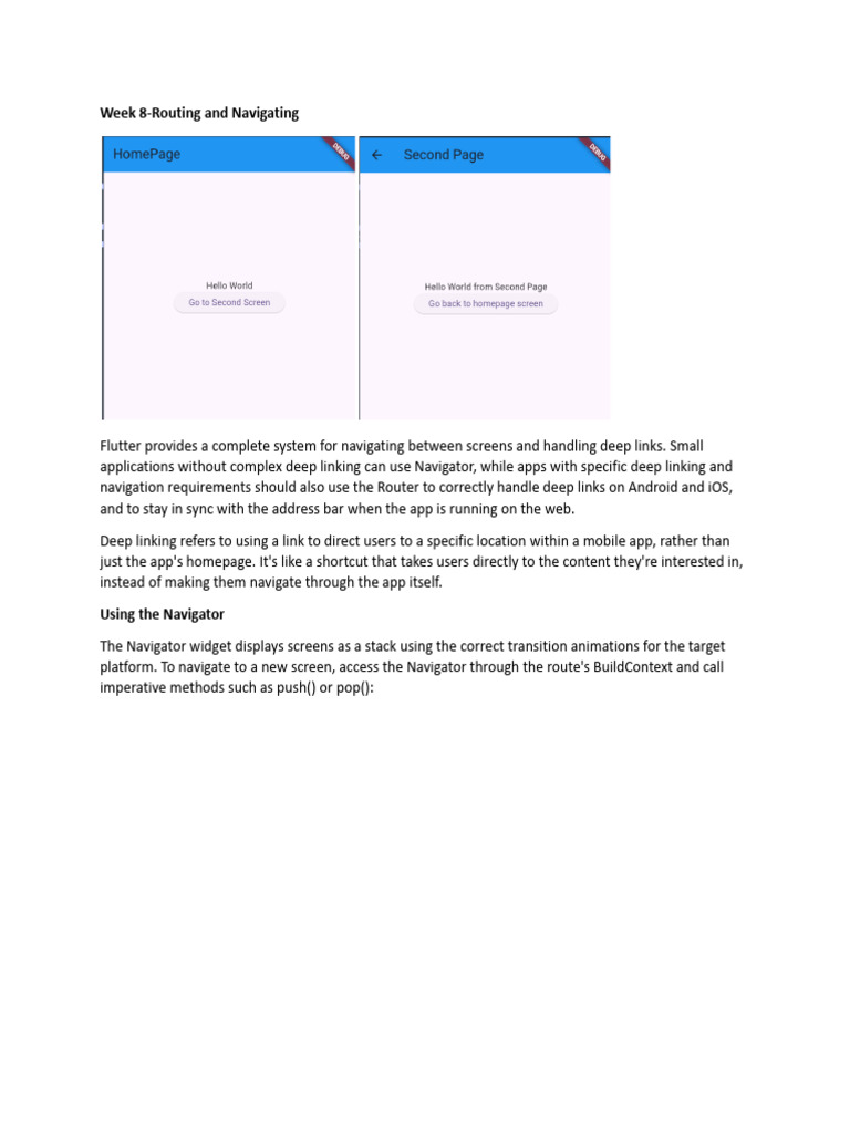 Flutter Navigation and Deep Linking Guide | PDF