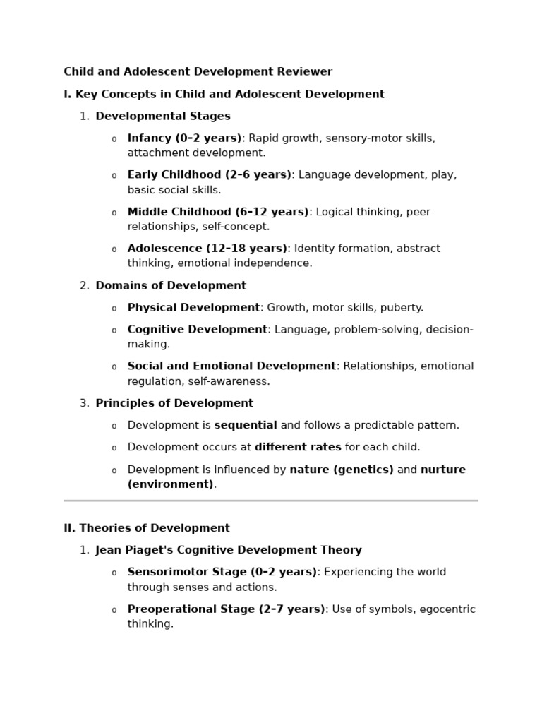 Child And Adolescent Development Guide Pdf Adolescence Cognitive