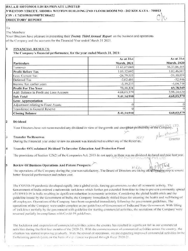 Directors Report As Per Section 134 (3) - 07022022 | PDF
