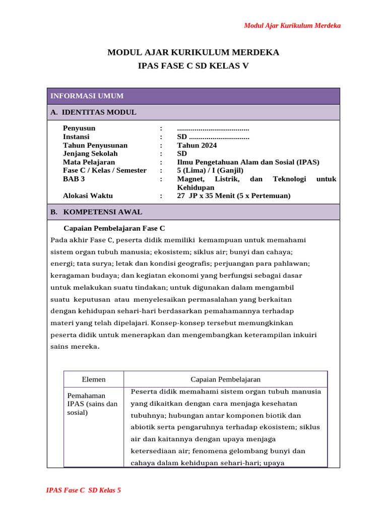 Modul Ajar IPAS BAB 3 | PDF