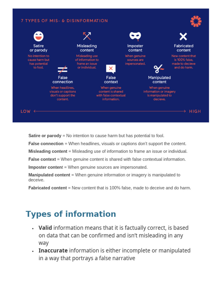 Understanding Misinformation Types | PDF