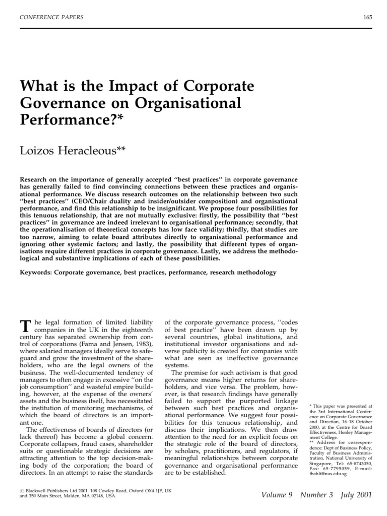 Corporate Governance and Performance Insights | PDF | Corporate ...