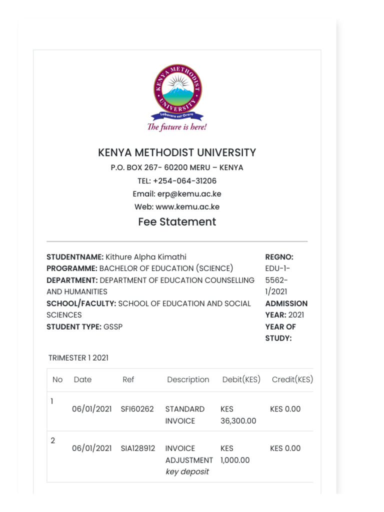 Kenya Methodist University PDF Debits And Credits Banking