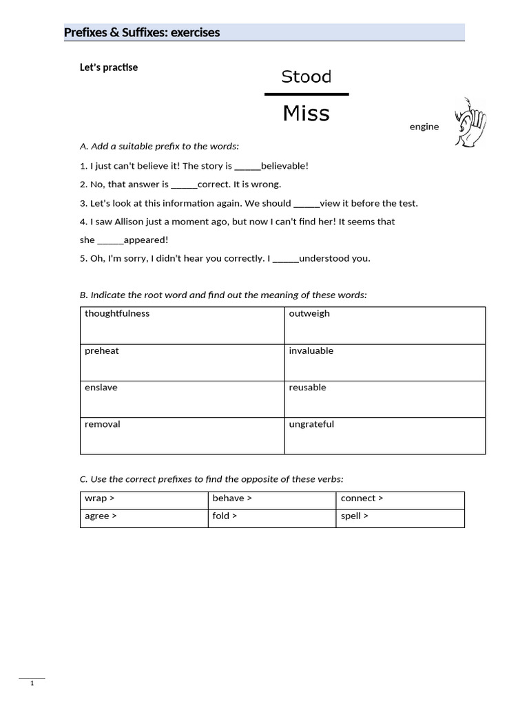 Prefixes and Suffixes Exercises | PDF