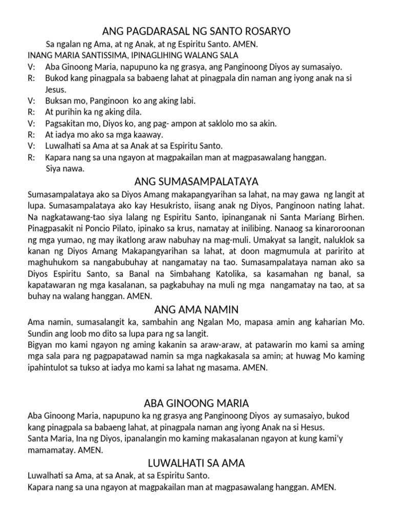 Ang Pagdarasal NG Santo Rosaryo | PDF