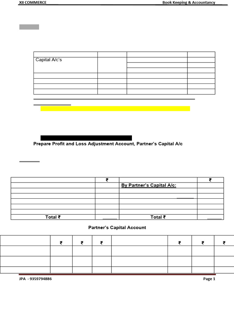 Partnership Admission Accounting Guide | PDF | Balance Sheet | Goodwill ...