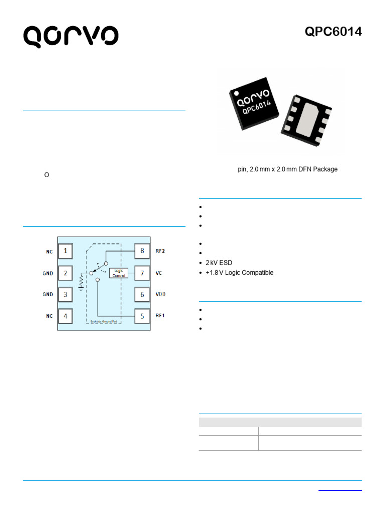 QPC6014 Absorptive SPST Switch Datasheet | PDF | Printed Circuit Board ...