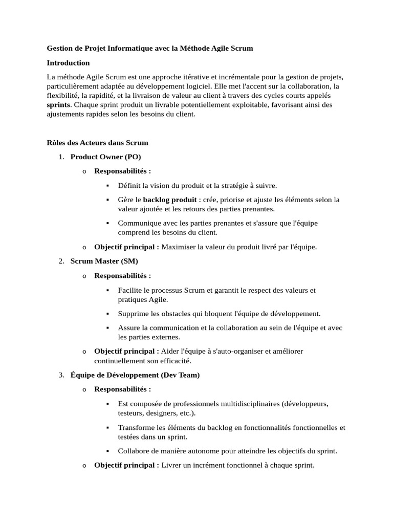 Gestion de Projet Agile avec Scrum | PDF | Scrum (développement ...