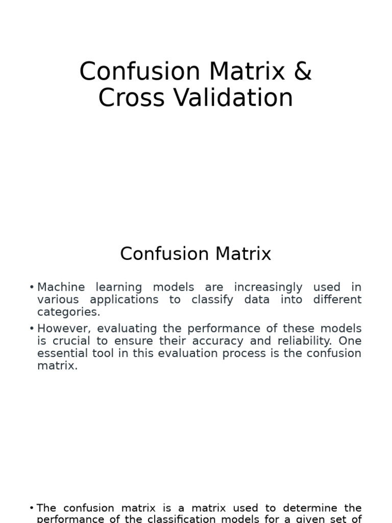 Confusion Matrix and Cross Validation | PDF | Cross Validation ...