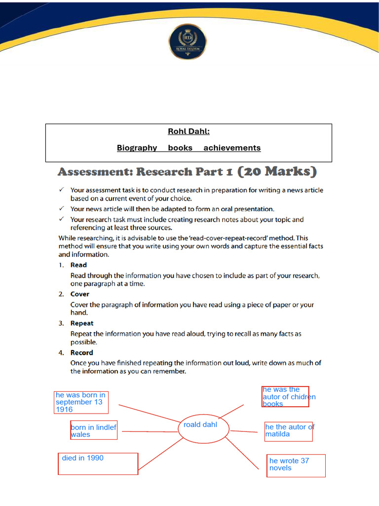 Grade 7 English Project Pdf