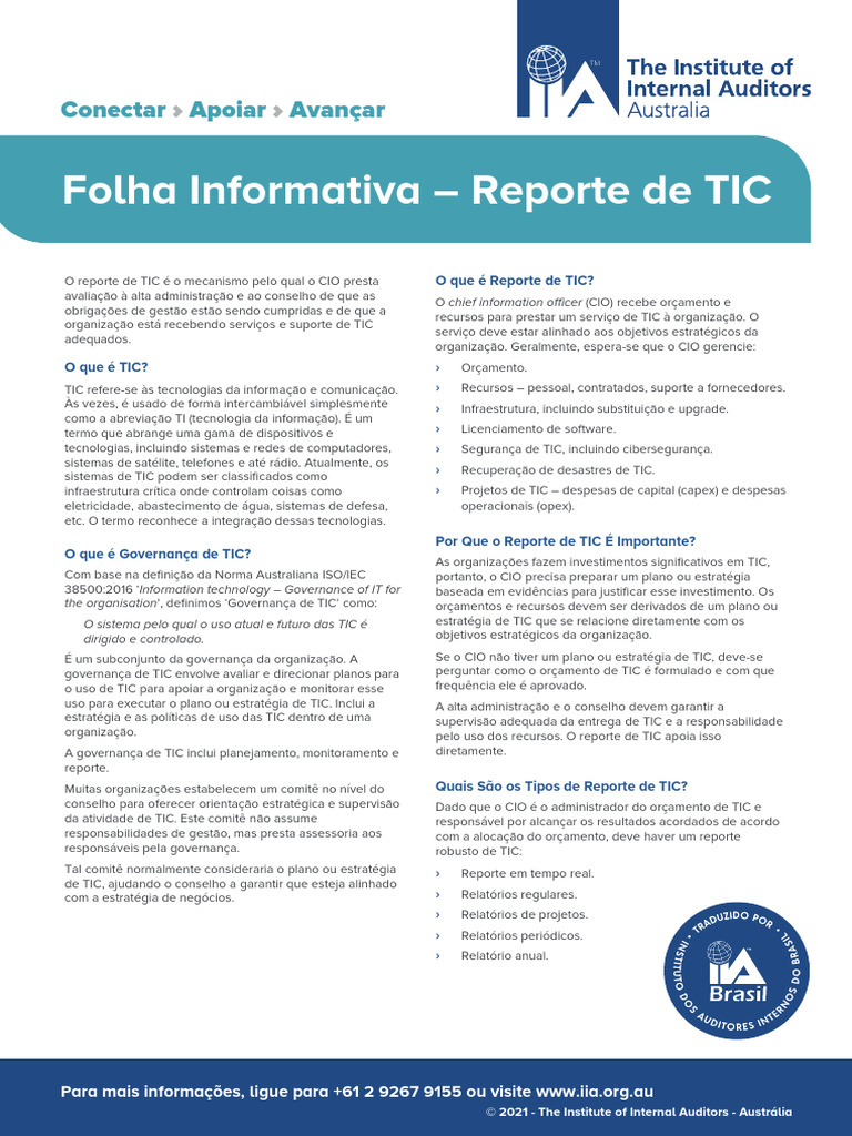 Reporte de TIC: Governança e Importância | PDF | Tecnologia da ...