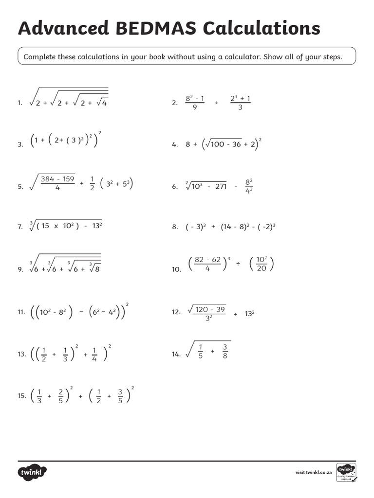 Advanced BEDMAS Calculation Guide | PDF