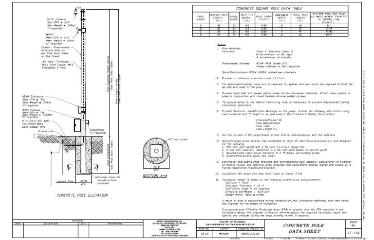 Concrete Pole Data Sheet Overview | PDF | Building Engineering | Civil ...
