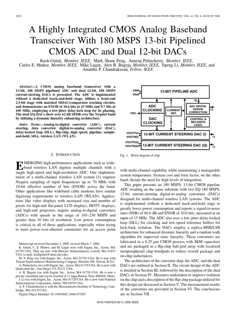 CMOS Baseband Transceiver Design | PDF | Analog To Digital Converter ...
