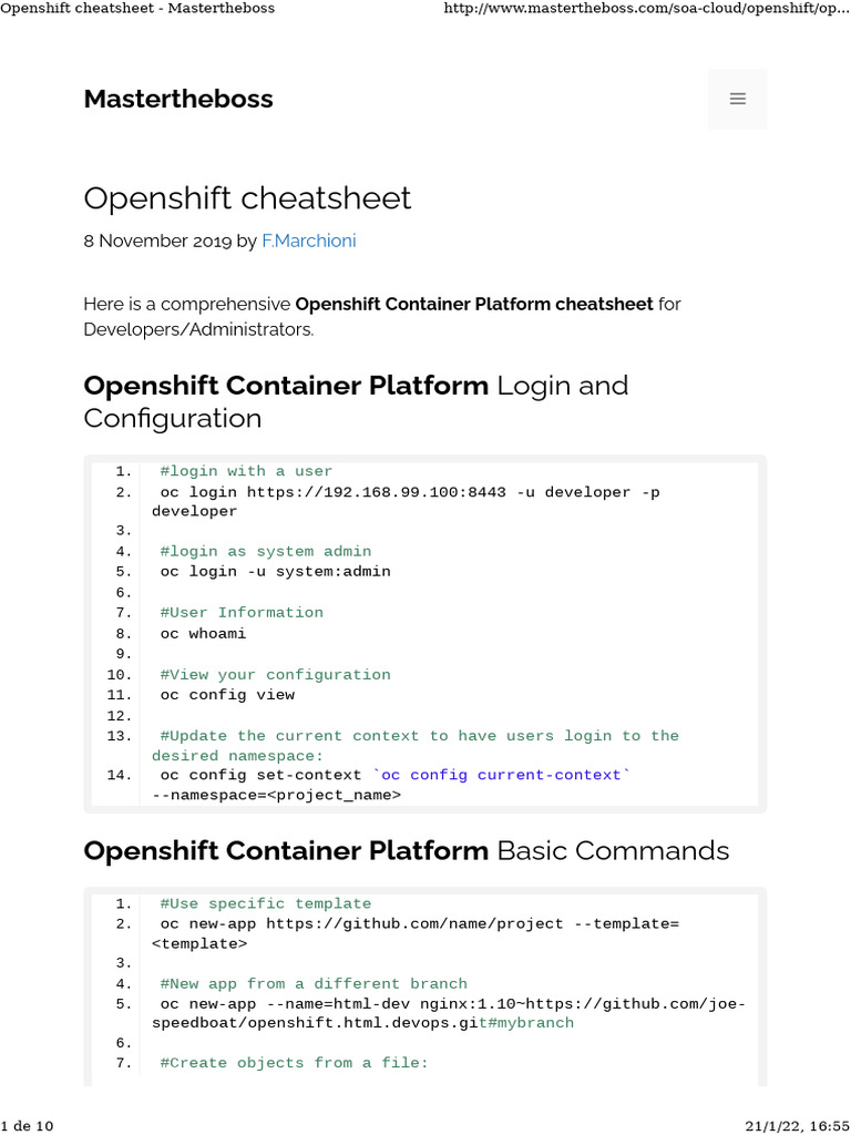 Openshift Cheatsheet - Mastertheboss | PDF | Computer Science ...