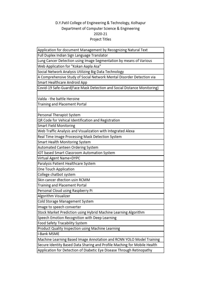 Engineering Student Project Ideas | PDF