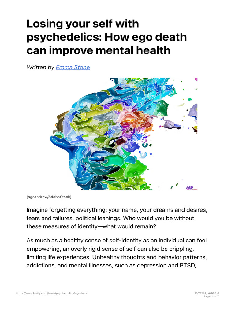 Losing Your Self With Psychedelics-2021 | PDF | Mental Disorder ...
