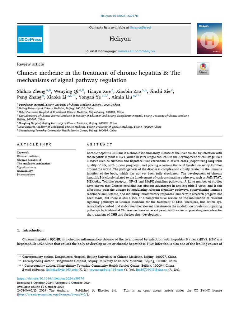 Chinese Medicine for Chronic Hepatitis B | PDF | Toll Like Receptor ...
