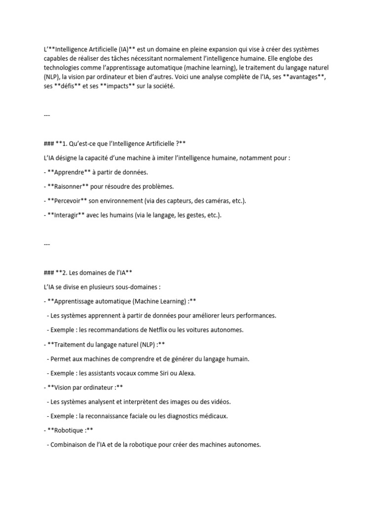Avantages et défis de l'IA | PDF | Intelligence artificielle ...