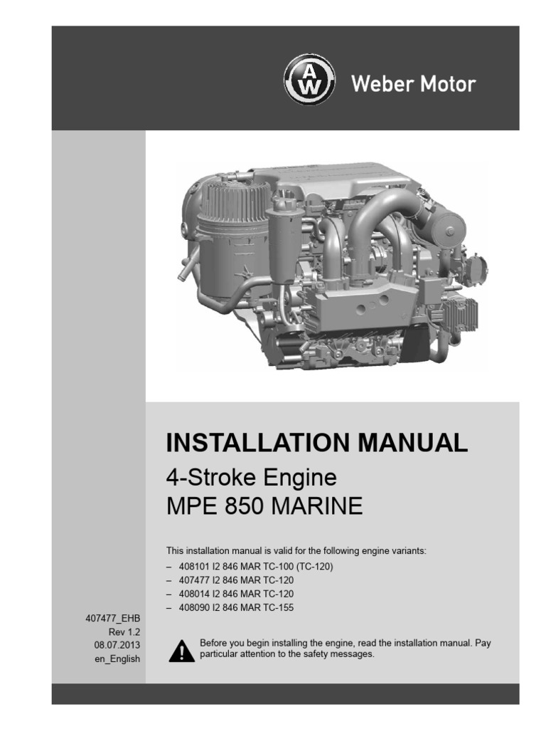 850 Installation Manual | PDF | Safety | Engine Technology