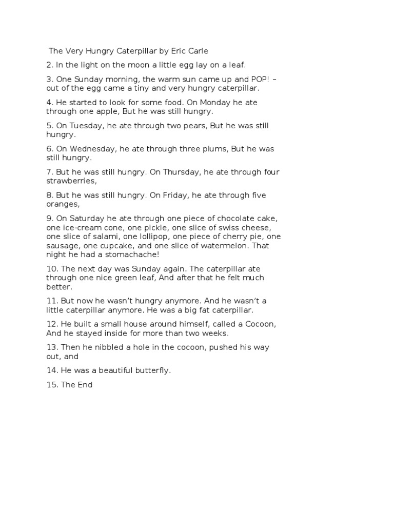 The Very Hungry Caterpillar By Eric Carle Pdf