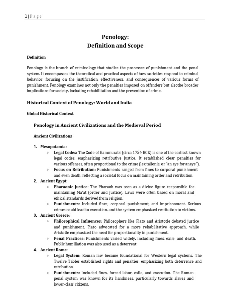 Penology Unit 1 | PDF | Punishments | Rehabilitation (Penology)