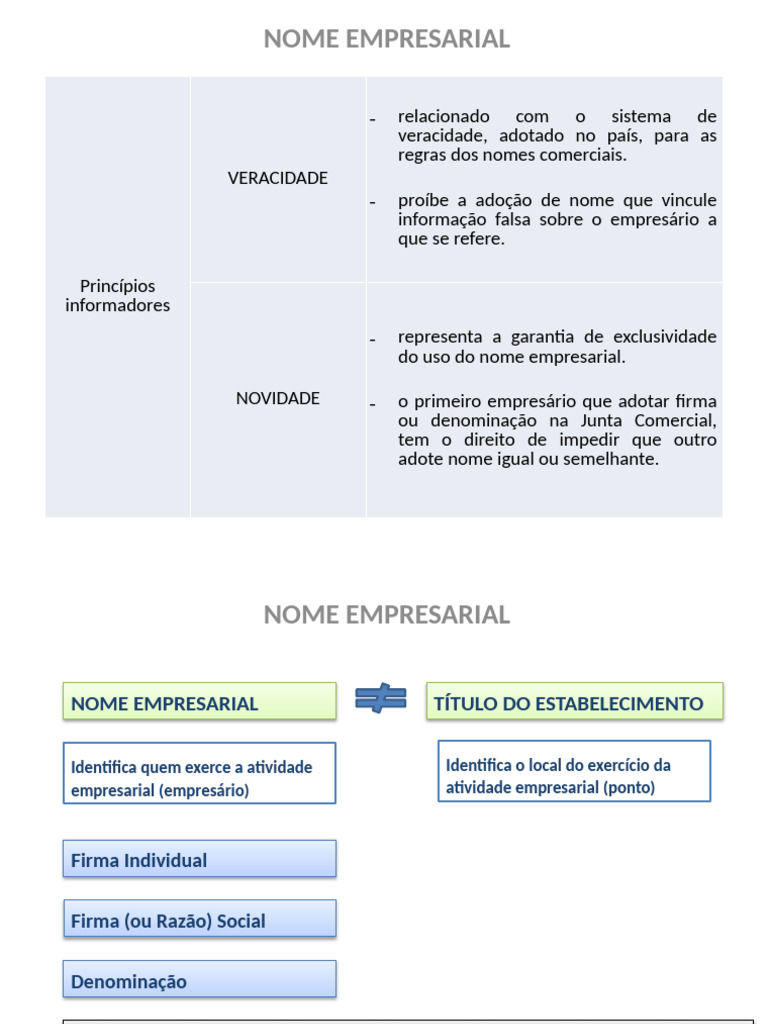 Princípios do Nome Empresarial e Proteção | PDF
