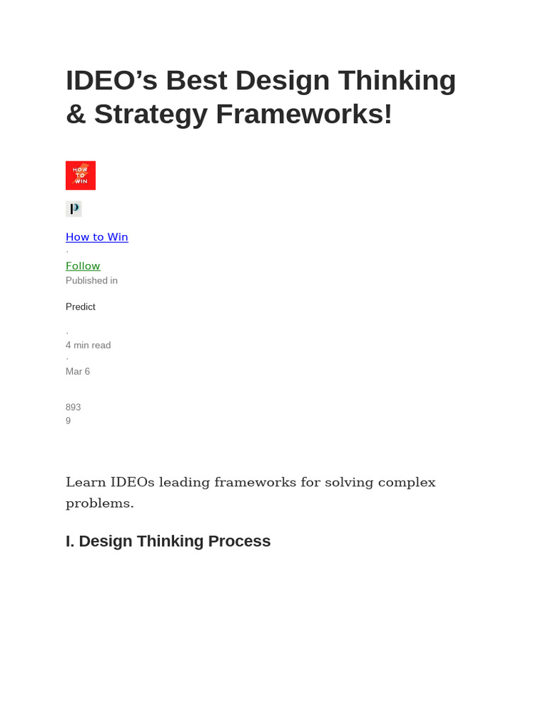 IDEO's Design Thinking Frameworks Explained | PDF | Design Thinking ...