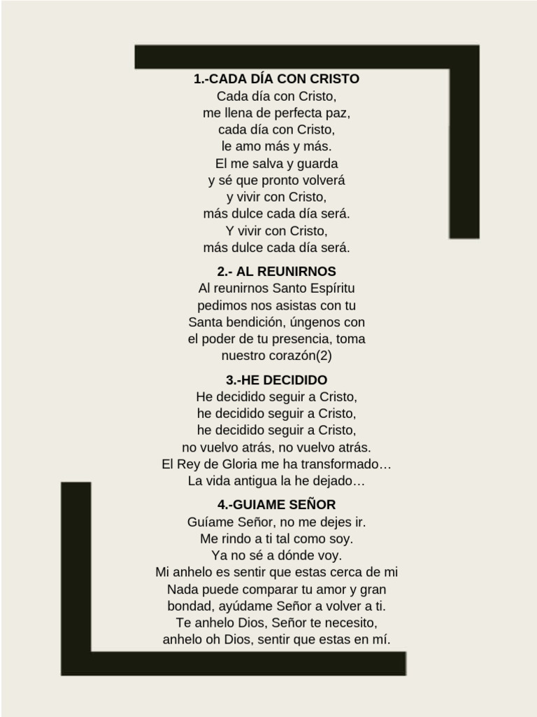 Coritos Pdf Cristo Título Oración