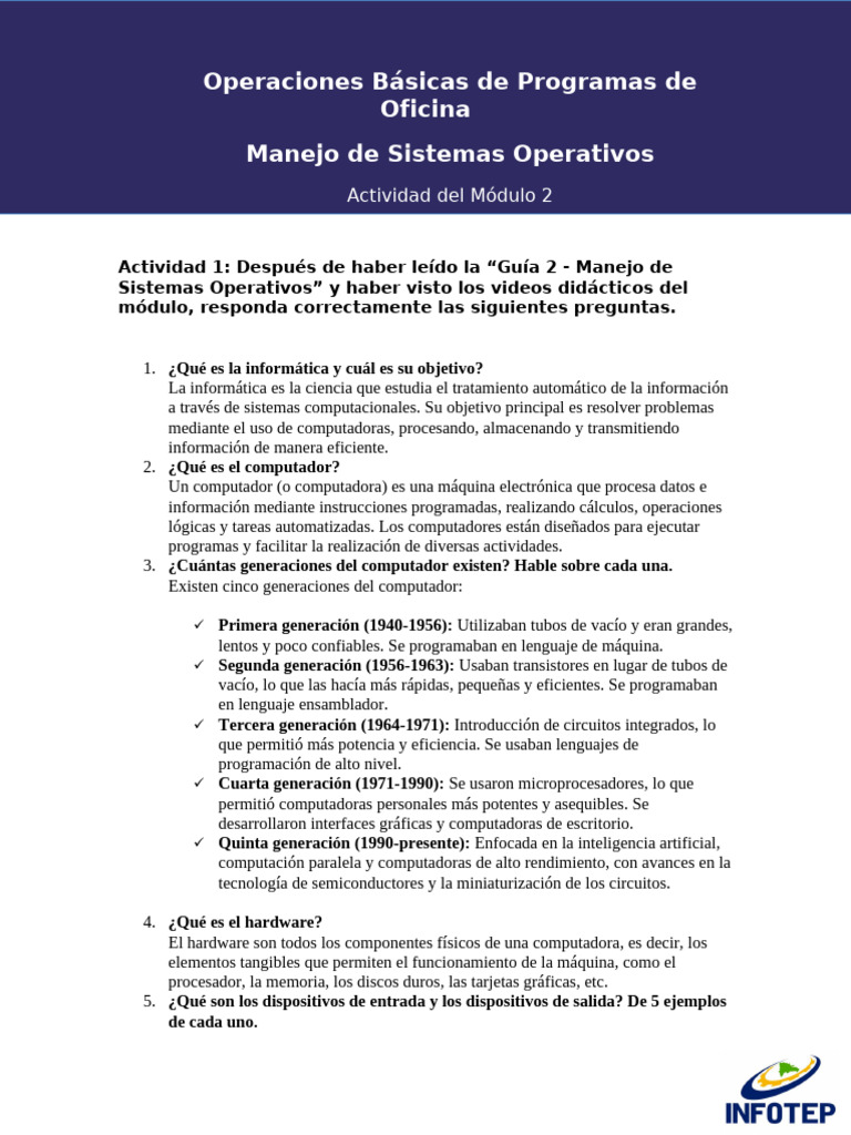 Actividad - Módulo 2 | PDF | Hardware de la computadora | Periférico