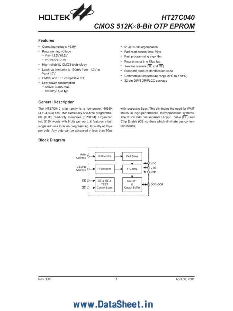HT27C040 | PDF | Power Supply | Cmos