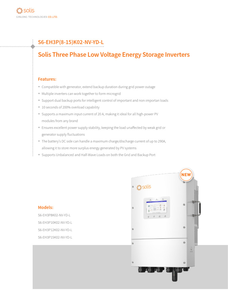 Solis S6-EH3P Inverter Datasheet | PDF | Electrical Grid | Power Inverter