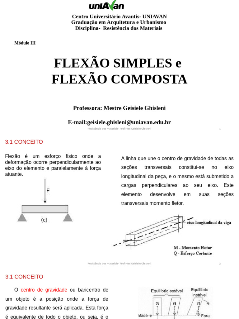 Flexão Simples e Composta em Materiais | PDF | Flexão (Física ...