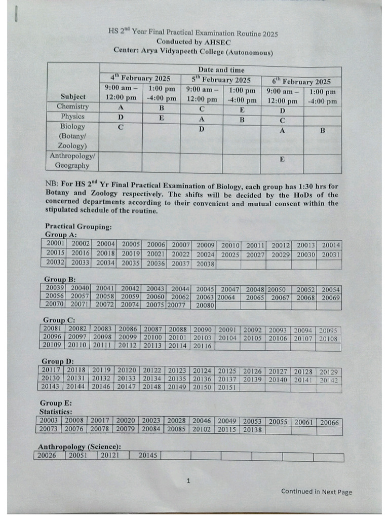 HS Final Practical (SC) 2025 | PDF