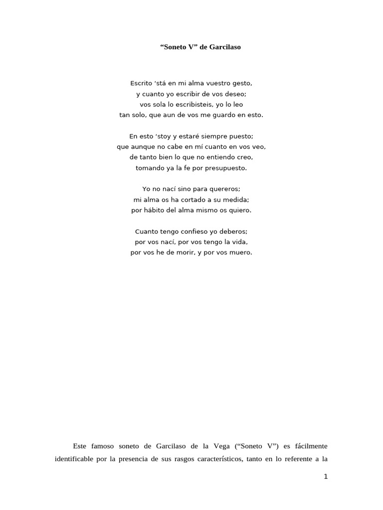 Ejemplo de comentario soneto Garcilaso | PDF | Sonetos | Amor