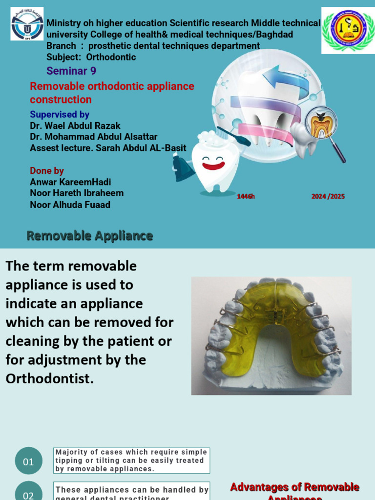 Removable Orthodontic Appliances Overview | PDF | Orthodontics | Tooth