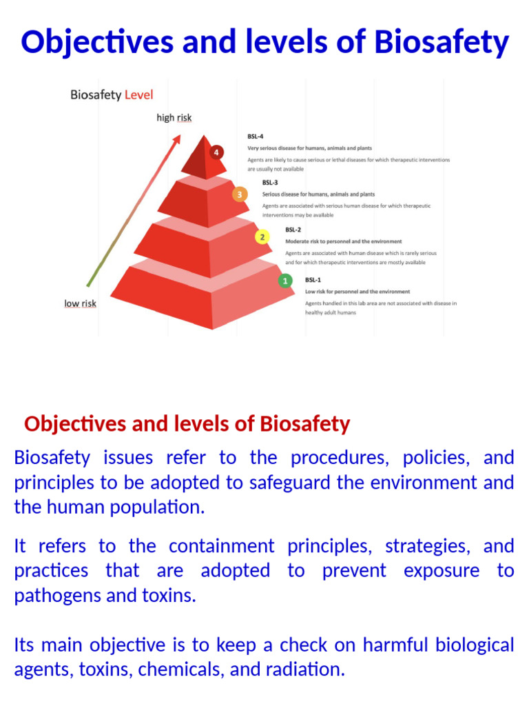 Objectives and Levels of Biosafety | PDF | Medical Specialties ...