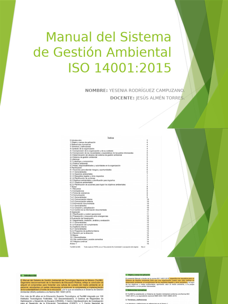 Manual Del Sistema de Gestión Ambiental ISO 14001 | PDF