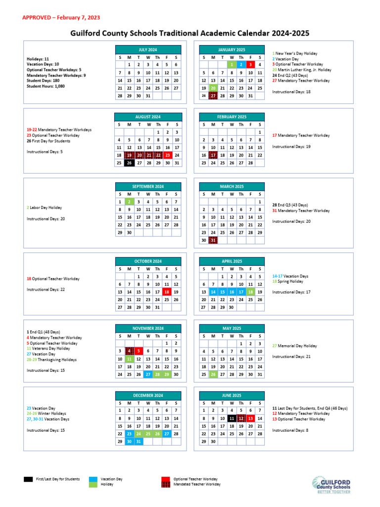 TRADITIONAL FINAL 2024 25 GCS Academic Calendar PDF Festival