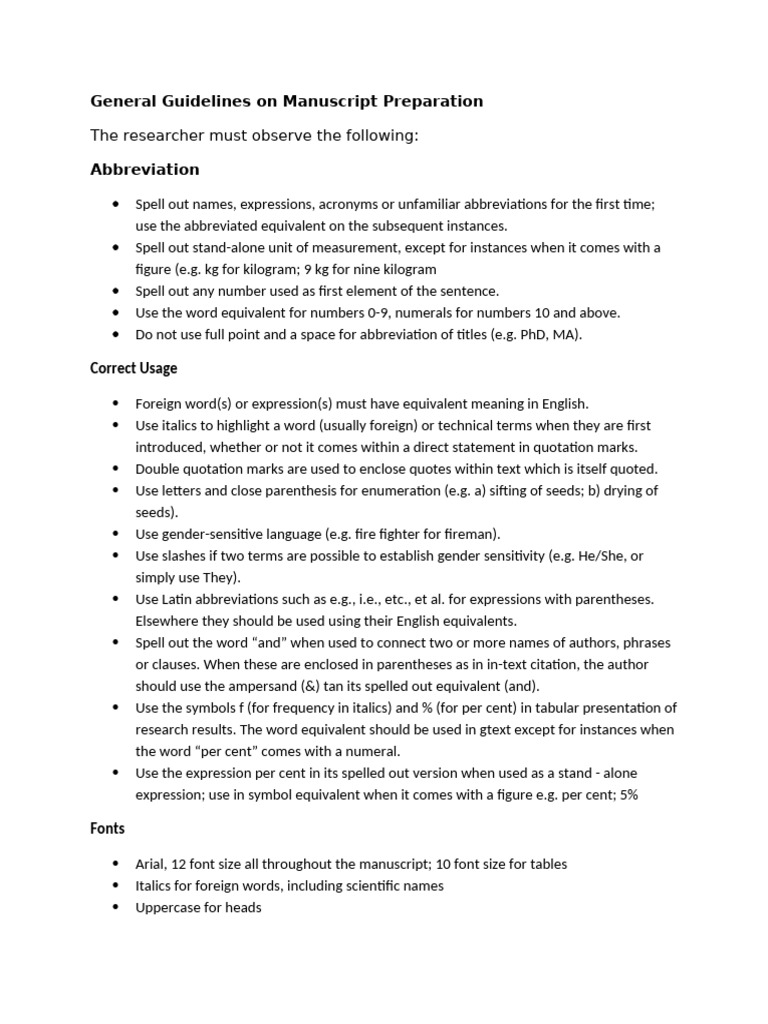 Manuscript Preparation Guidelines | PDF | Bracket | Data
