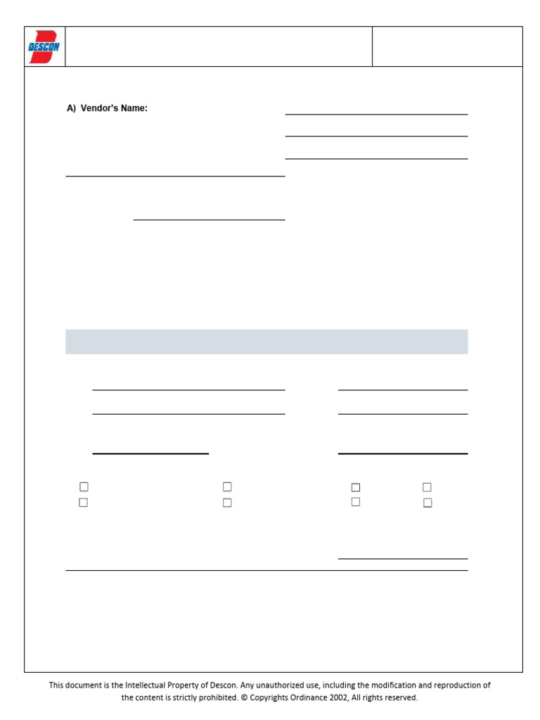 Vendor Pre-Qualification Form | PDF | Copyright