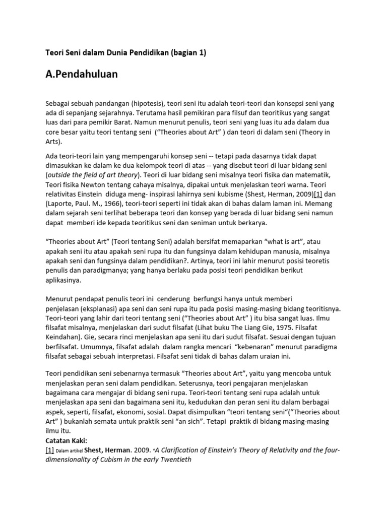 Teori Seni dan Pendidikan Seni Rupa | PDF