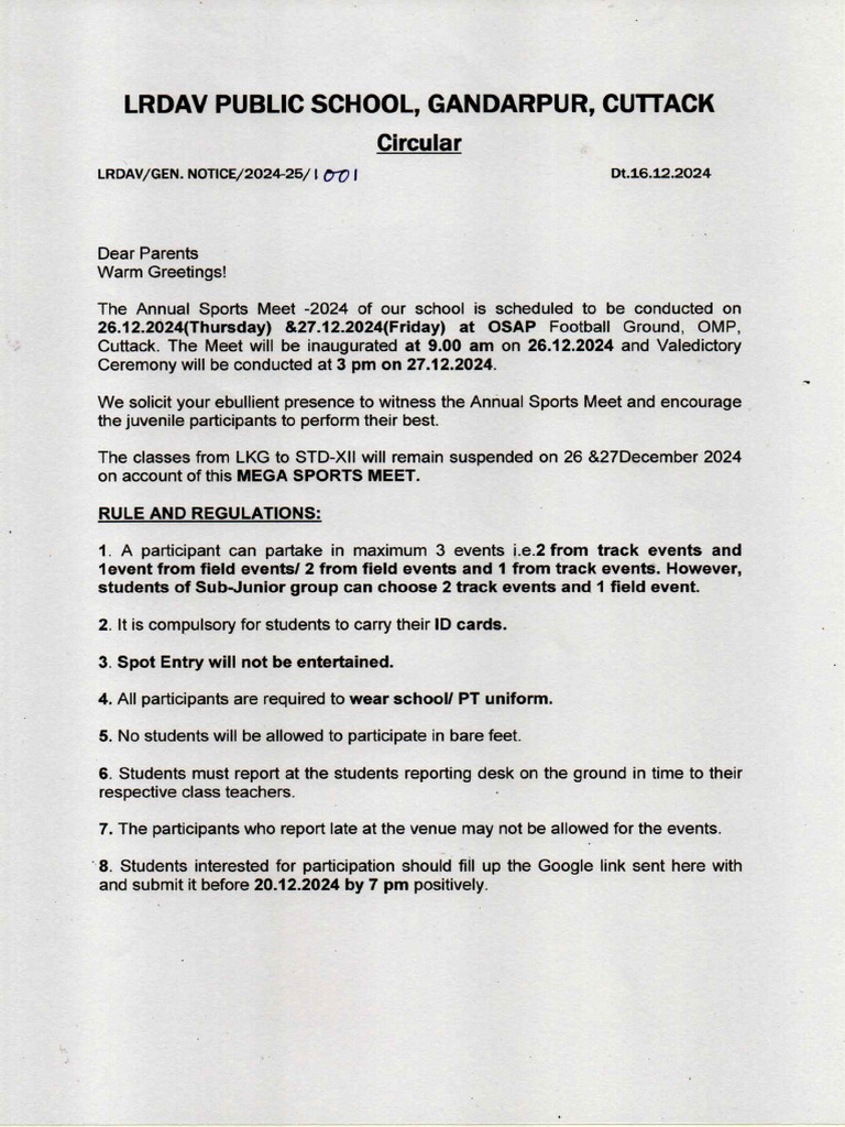 Sports Circular 2024 | PDF